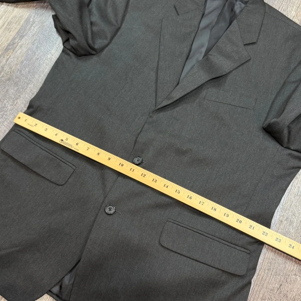 John Henry Blazer Mens 42 Charcoal Gray 2 Button Modern Sport Coat Jacket